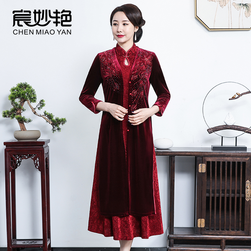 59080N酒红色喜妈妈套装